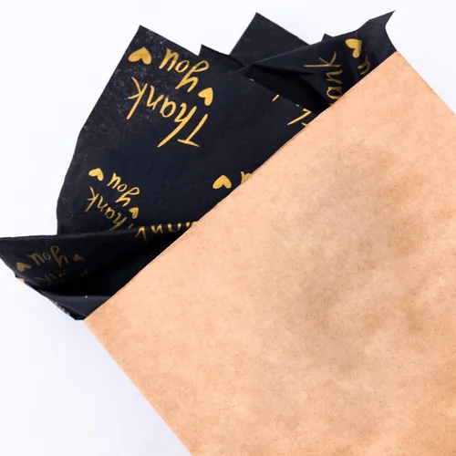 Vista 5 de MR FIVE 200 hojas de papel de seda dorado de agradecimiento a granel, 20 x 14 pulgadas, papel de seda dorado de agradecimiento para embalaje Negro