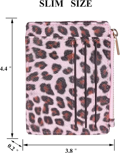 Vista 5 de Sodsay Estuche para tarjetas, cartera delgada con bolsillo frontal, para mujer, sujetatarjetas con llavero