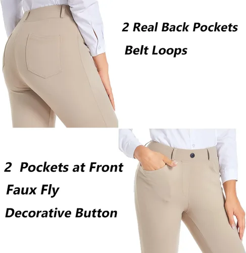 Vista 4 de HARTPOR Women's Yoga Dress Pants Stretchy for Work Office Slacks for Business Casual Pants PetiteRegular with Pockets