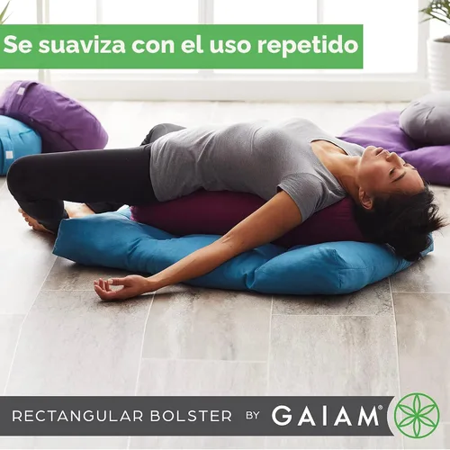 Vista 8 de Almohada Gaiam redonda para yoga, cojín suave para meditación, masaje y soporte de espalda, relleno de algodón transpirable, funda de microfibra