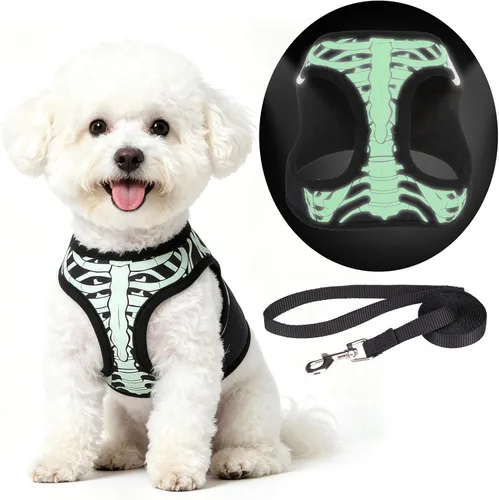 Vista 19 de Arnés de malla suave para cachorros – Juego de arnés y correa para perros pequeños, ajustable y cómodo chaleco reflectante acolchado para cachorros