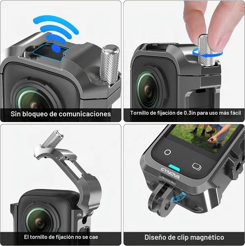 Vista 4 de CYNOVA Insta 360 X4 - Marco utilitario con cubierta de silicona para lentes