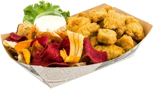 Vista 13 de Restaurantware Bio Tek - Botes de comida de 2 onzas, 50 bandejas de papel desechables para alimentos, de papel negro, resistentes a la grasa