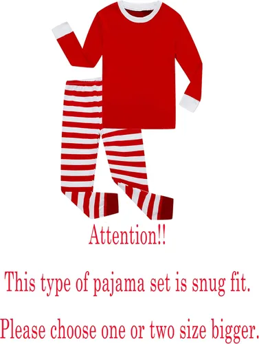 Vista 3 de Family Feeling - Conjunto de 2 piezas de pijama de Navidad a rayas para niños y niñas, 100 % algodón