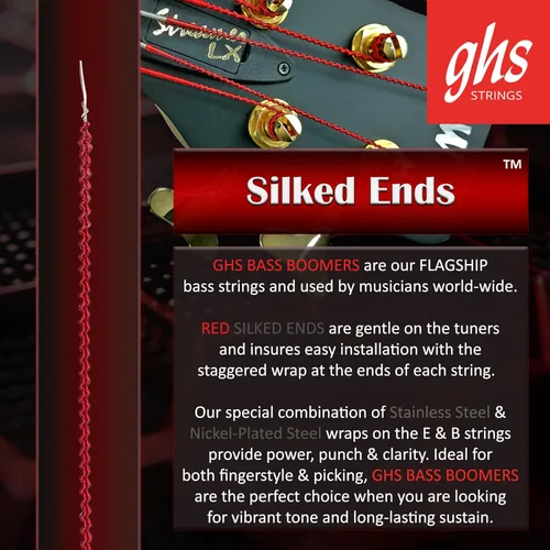 Vista 3 de GHS Strings RC-M3045 Round Core Bass Boomers, 4 juegos, calibre medio, 45-105, (bobinado de 37.25")