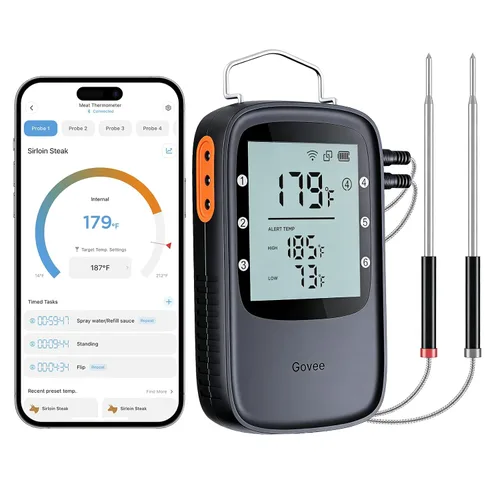 Vista 11 de Govee Termómetro Bluetooth para carne, termómetro inalámbrico de carne para horno ahumador, termómetro digital para parrilla con 2 sondas, modo