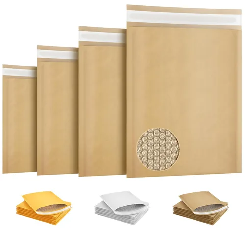 Vista 12 de Sobres de papel de estraza natural acolchados con burbujas
