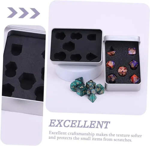 Vista 7 de TOYANDONA Caja de almacenamiento de dados de 8 piezas, mini contenedores con tapa, caja de dados de metal, soportes de metal, caja organizadora