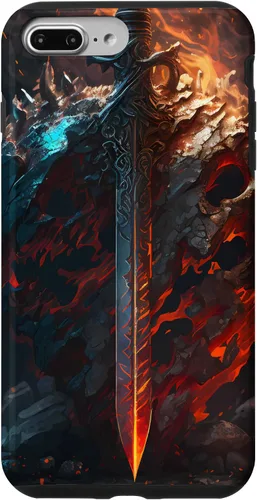 Vista 12 de Espada flameante y escudo el símbolo del guerrero Funda para iPhone 16