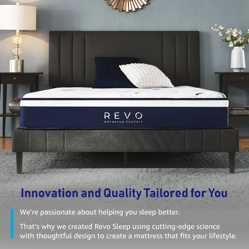 Vista 7 de Revo Synergy - Colchón híbrido de espuma viscoelástica y resortes interiores, tamaño Queen
