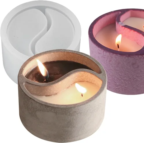 Vista 9 de Moldes de silicona curvos para velas, recipientes en forma de huevo, moldes de cemento de resina, moldes de cemento de hormigón, recipientes de vela