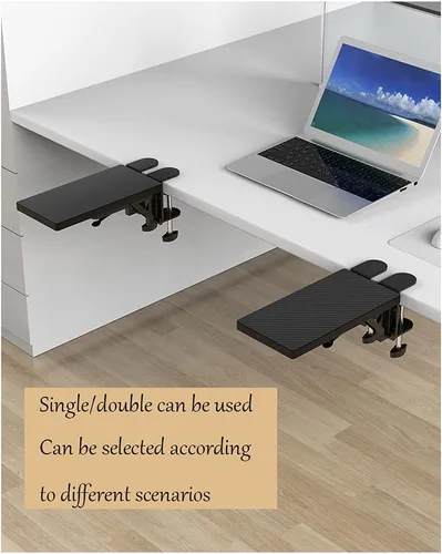 Vista 4 de Y&J Soporte de brazo para codo, abrazadera ergonómica de bandeja de extensión de escritorio, sin perforaciones, fácil de instalar, reduce la fatiga