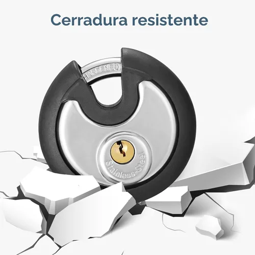 Vista 5 de Puroma Candado con llave, cerradura de casillero de acero inoxidable, cerraduras resistentes con 3 llaves, cerradura de unidad de almacenamiento