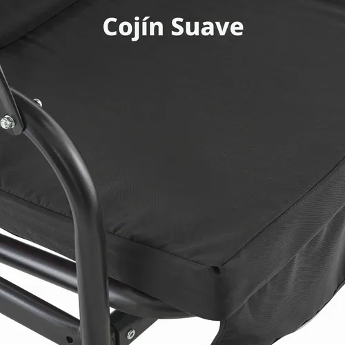 Vista 8 de MCombo - Silla de columpio para patio al aire libre, sillón balanceable con toldo ajustable para 3 personas, cojines extraíbles, 4003