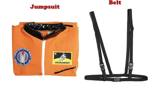 Vista 7 de EraSpooky Disfraz de astronauta para hombre, disfraz de Halloween para adultos, tallas XS-XL, para fiesta de disfraces y cosplay, color naranja
