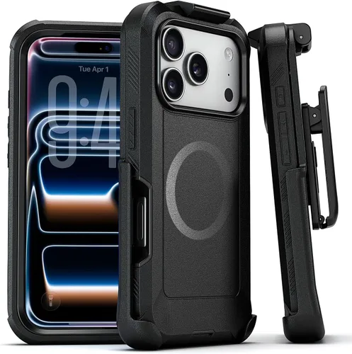Vista 11 de MOTIVE Funda diseñada para iPhone 15 con clip para cinturón, funda magnética compatible con Magsafe, resistente y protección de grado militar