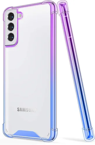 Vista 9 de Funda para Galaxy S21 Plus - Funda protectora delgada transparente con degradado para Samsung Galaxy S21 Plus de 6.7 pulgadas 2021 (rosa azul)