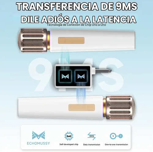 Vista 3 de Micrófonos inalámbricos, micrófono con conexión de chip uno a uno, luces LED controlables, duración de 40 horas, rango de 200 pies canto libre