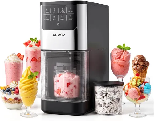 Vista 11 de VEVOR Máquina para hacer helados, capacidad de 1.8 cuartos de galón, batidora eléctrica de pie de 6 velocidades, con pantalla digital LED