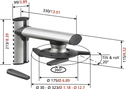 Vista 6 de Vogel's Soporte de pared para proyector, giratorio universal e inclinable - EPW 6565 Soporte para proyectores máx. 22 libras, negro/plateado