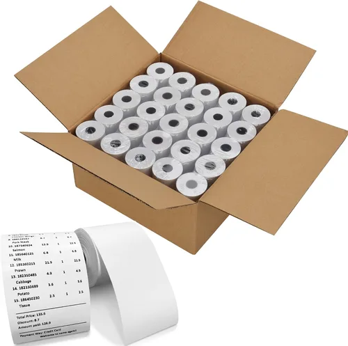 Vista 5 de FungLam Rollos de papel térmico de recibo POS para caja registradora de 2 1/4 pulgadas x 50 pies (50 rollos)