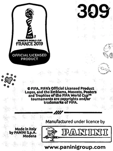 Vista 2 de Panini FIFA - Calcomanías para álbumes de la Copa Mundial Femenina de Francia 2019 (solo adhesivo individual) Fútbol #309 Logotipo del equipo Japón