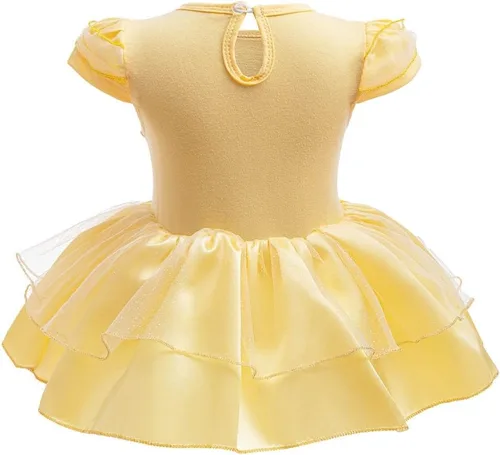 Vista 9 de Disfraz de princesa de Belle Sofía Blancanieves para niñas pequeñas, disfraz de princesa, Navidad, Halloween, mameluco con diadema