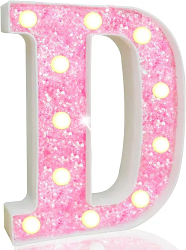 Vista 63 de Pooqla Luces de números de marquesina, números de luz rosa para niñas de 10.º cumpleaños, funciona con pilas, luz nocturna de número con purpurina