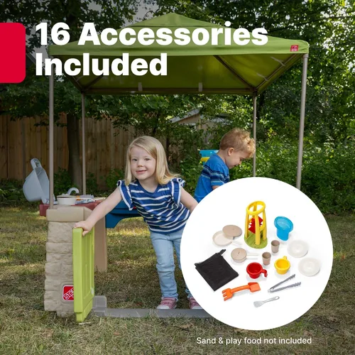 Vista 6 de Step2 Patio de Juegos Todo Alrededor con Toldo – Casa de juegos al aire libre sombreada para niños con características realistas e interactivas