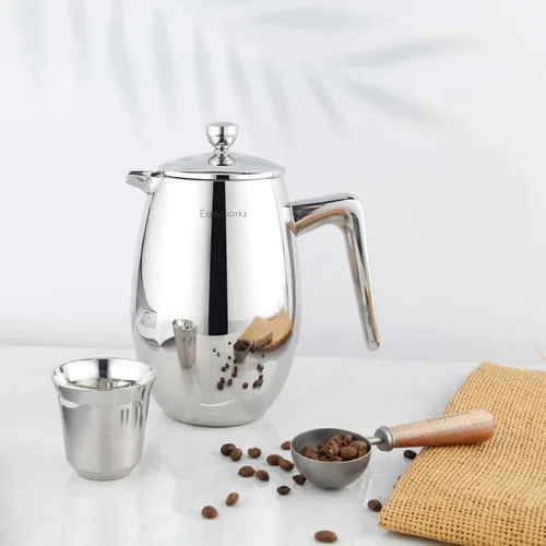 Vista 4 de Easyworkz Nando French Press - Cafetera térmica con aislamiento de doble pared de 12 onzas, cafetera de acero inoxidable 304