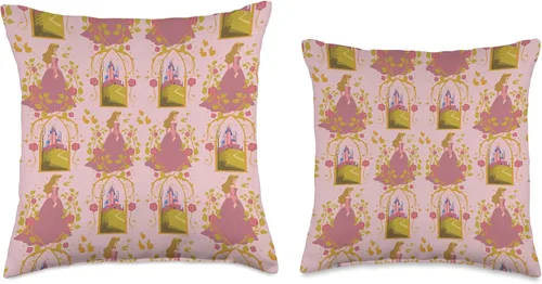 Vista 3 de Disney Princess Sleeping Beauty Anniversary Aurora & Castle - Almohada (16 x 16 pulgadas), multicolor