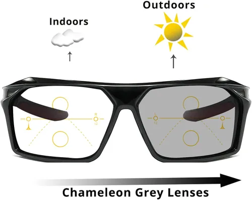Vista 3 de Gafas de lectura fotocromáticas progresivas multifoco para hombres y mujeres, gafas de sol cuadradas para lectura presbíopica