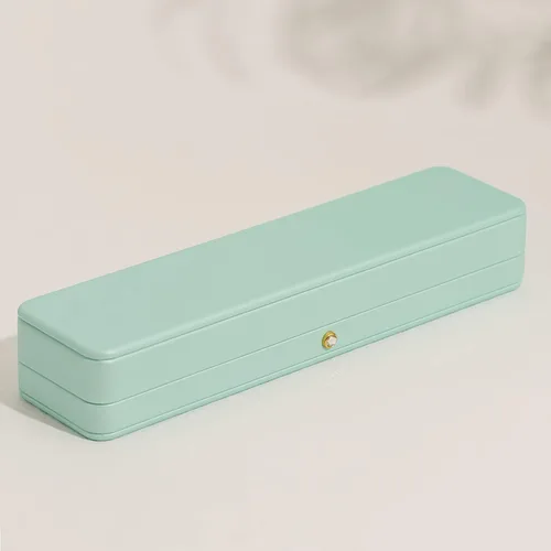 Vista 9 de Oirlv Hermosa caja de collar verde menta interior de terciopelo blanco cadena larga pulsera collar caja de almacenamiento
