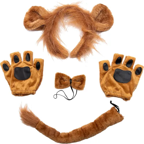 Vista 8 de Spooktacular Creations Halloween Lion Accessories Set with Headband Ears and Tail, Lion Dalmatian Monkey Animal Costume Set