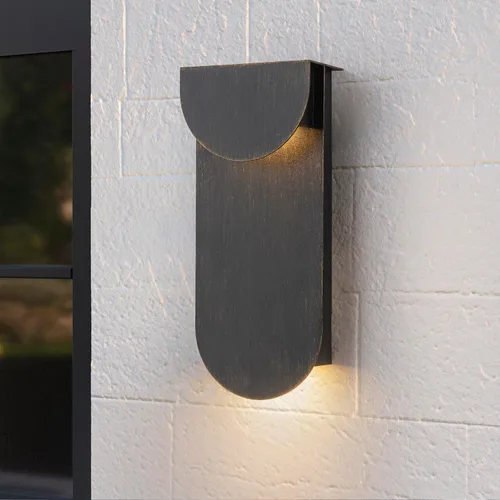 Vista 12 de Luces de pared doradas hechas a mano para exteriores, de 10 pulgadas, luces LED de pared para patio, accesorios de iluminación exterior Oro hecho a