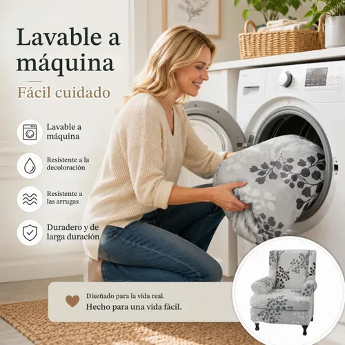 Vista 8 de NILUOH Wingback - Fundas para silla de 2 piezas, fundas para sillón para sala de estar 11