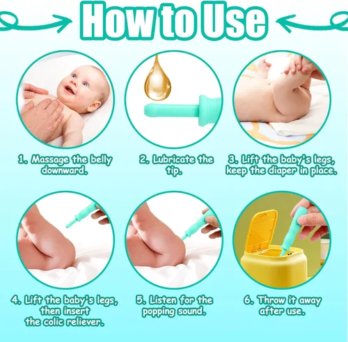 Vista 5 de Aliviador de gases y cólicos para bebés, alivio efectivo e instantáneo del estreñimiento para bebés, solución natural para cólicos y gases en bebés