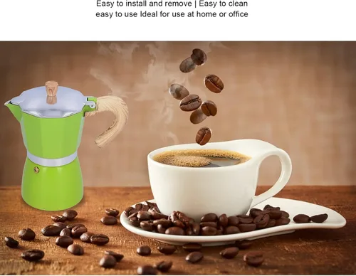 Vista 3 de Cafetera clásica para estufa de gas, cafetera Moka de 10.5 onzas líquidas, con mango ergonómico, preparación rápida, excelente aleación de aluminio