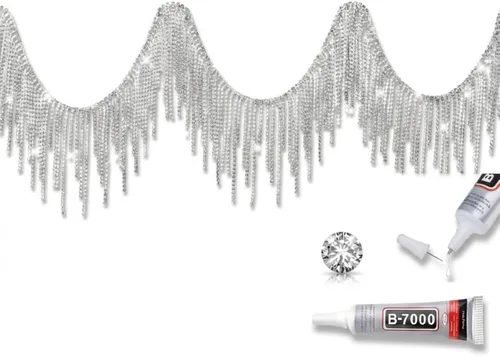 Vista 10 de Cinturón con flecos de diamantes de imitación con cuentas y cadena de borlas de diamantes para jeans, accesorios de ropa, decoración de bricolaje