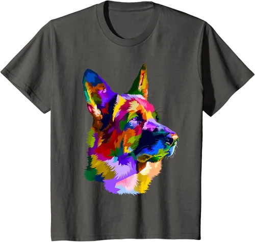 Vista 83 de Camiseta con retrato de pastor alemán para dueños de perros, Negro, S