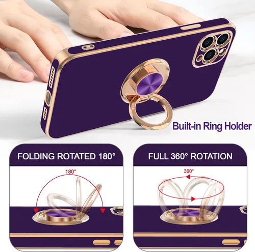 Vista 4 de Hython Funda para iPhone 11 Pro Max con soporte de anillo [soporte de anillo giratorio de 360° con soporte magnético]