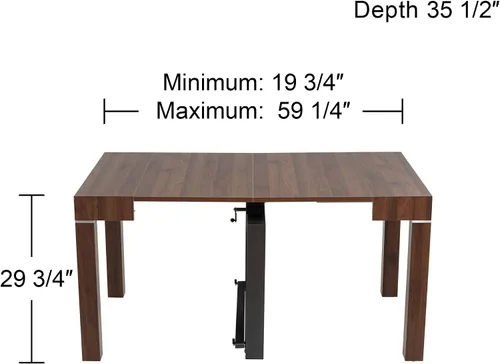 Vista 3 de Warhol - Mesa de comedor rectangular moderna de madera de nogal envejecida, 59 1/4 x 35 1/2 pulgadas, extensión de 2 hojas marrón para espacios