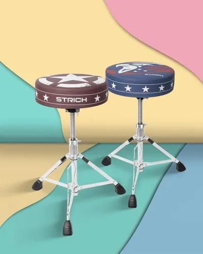 Vista 8 de STRICH Drum Throne, taburete de tambor acolchado de altura ajustable, silla de tambor giratoria resistente, gráfico moderno y elegante, taburete