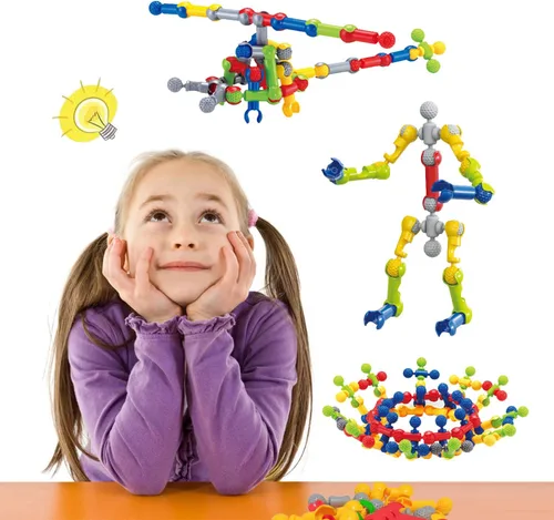 Vista 7 de Caferria Kit de construcción para niños, juguetes STEM, 110 piezas educativas de construcción de ingeniería de construcción, juego de aprendizaje