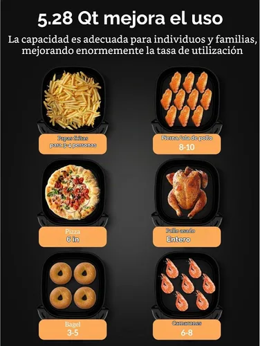 Vista 6 de Kitchen Elite Horno digital freidora de aire, olla compacta con ventana, 7 preajustes, cesta antiadherente para cocción rápida, fácil limpieza, 5.28