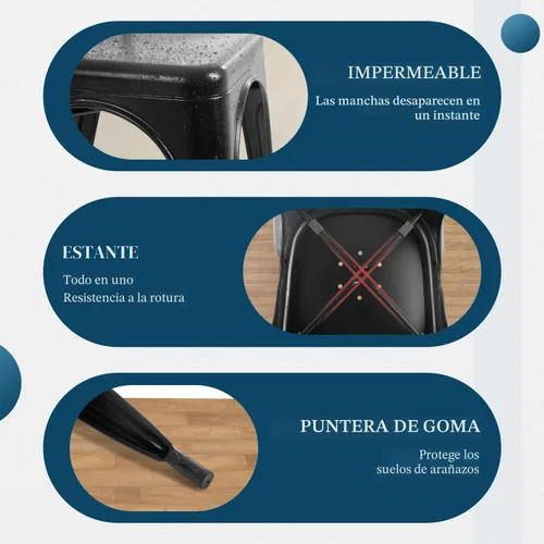 Vista 6 de Juego de 4 sillas de comedor, de metal, para interiores y exteriores, sillas de patio, de cocina, de 18 pulgadas de altura, silla de restaurante