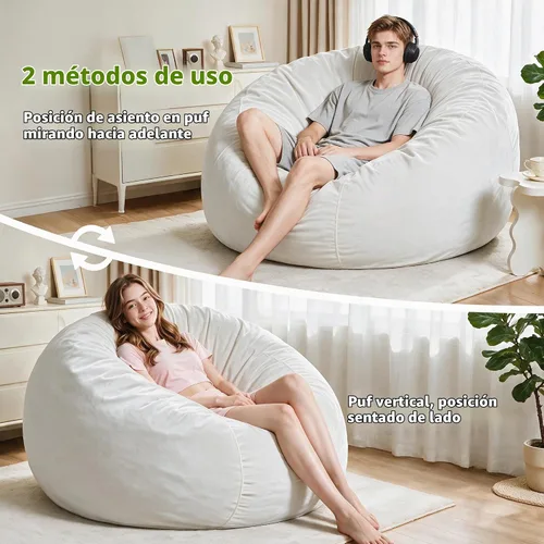 Vista 3 de Homguava - Sillón puff de 4 pies Sillón estilo puff grande de 4 pulgadas con relleno de espuma viscoelástica, sofá suave con funda de terciopelo Lima