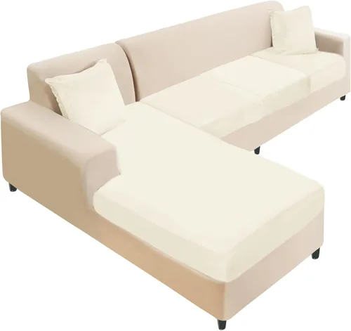 Vista 28 de NAISI Fundas de cojín de sofá de terciopelo elásticas de 1 pieza, fundas de asiento de sofá o respaldo, fundas suaves individuales para sofá Beige