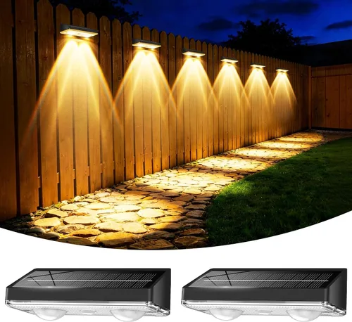 Vista 22 de Luces solares para valla al aire libre, paquete de 6 luces de valla Negro