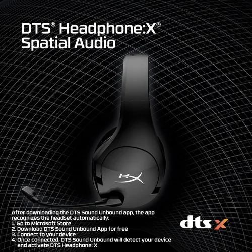 Vista 3 de HyperX Cloud Stinger Core - Auriculares inalámbricos para juegos para PC sonido envolvente 71 micrófono con cancelación de ruido ligeros